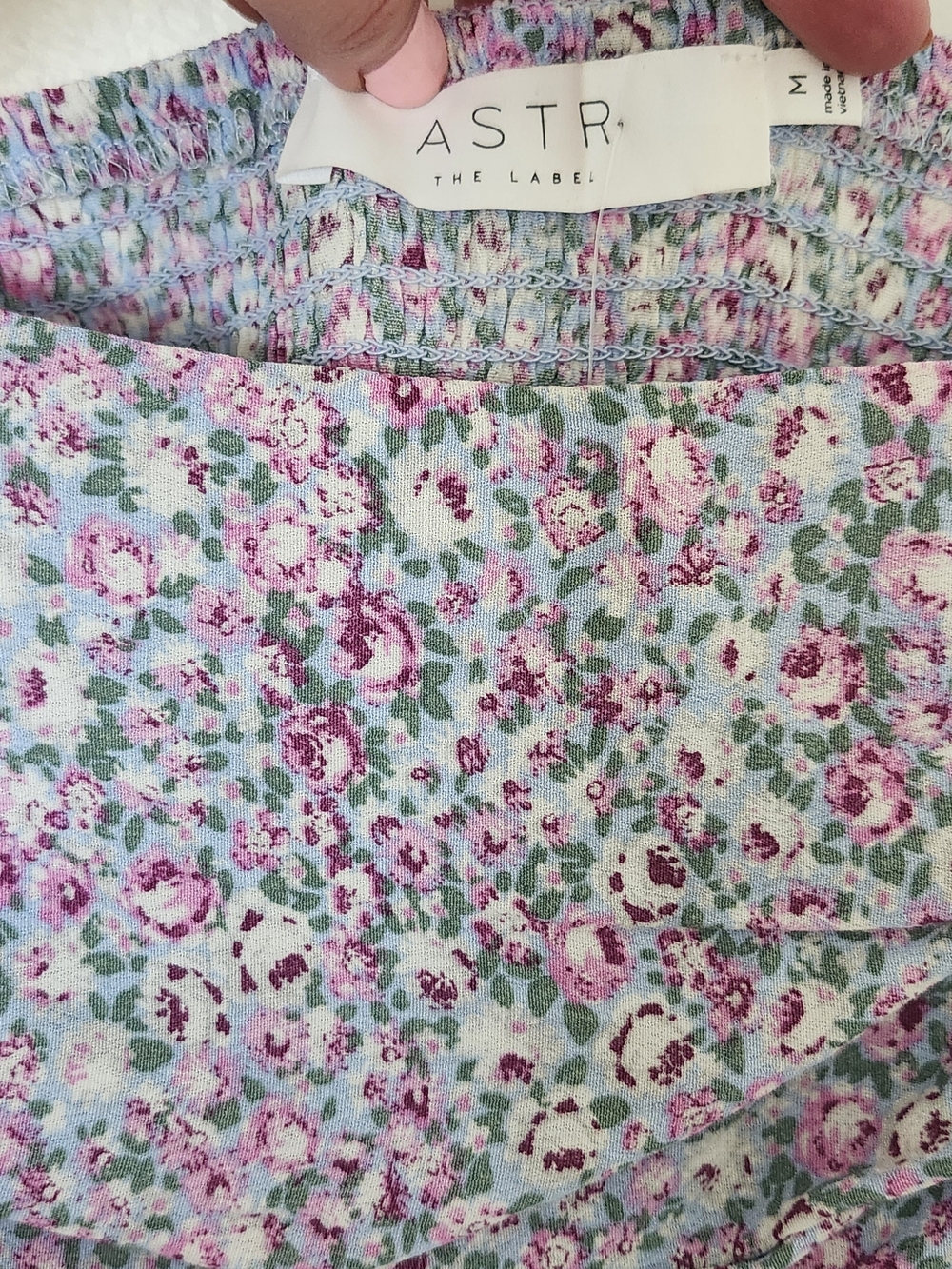 ASTR Blue Pink Ditsy Mini Dress - Picture 6 of 7